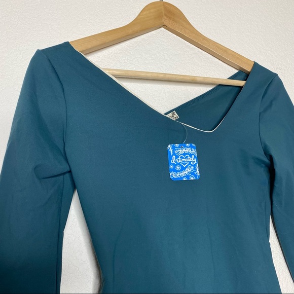 Free People Forest Green Assymetridal Body Suit - Picture 8 of 8